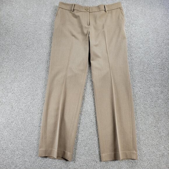 Talbots Womens Signature Straight Pants 12 Khaki Beige Office Career‎ Trouser - Picture 1 of 12
